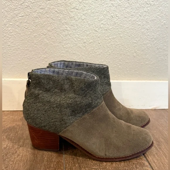 Toms Leila Olive‎ Green Ankle Booties Size 8 - Picture 2 of 9